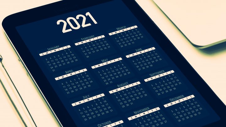 2021 calendar on a phone