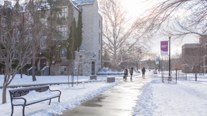 wintery campus scene