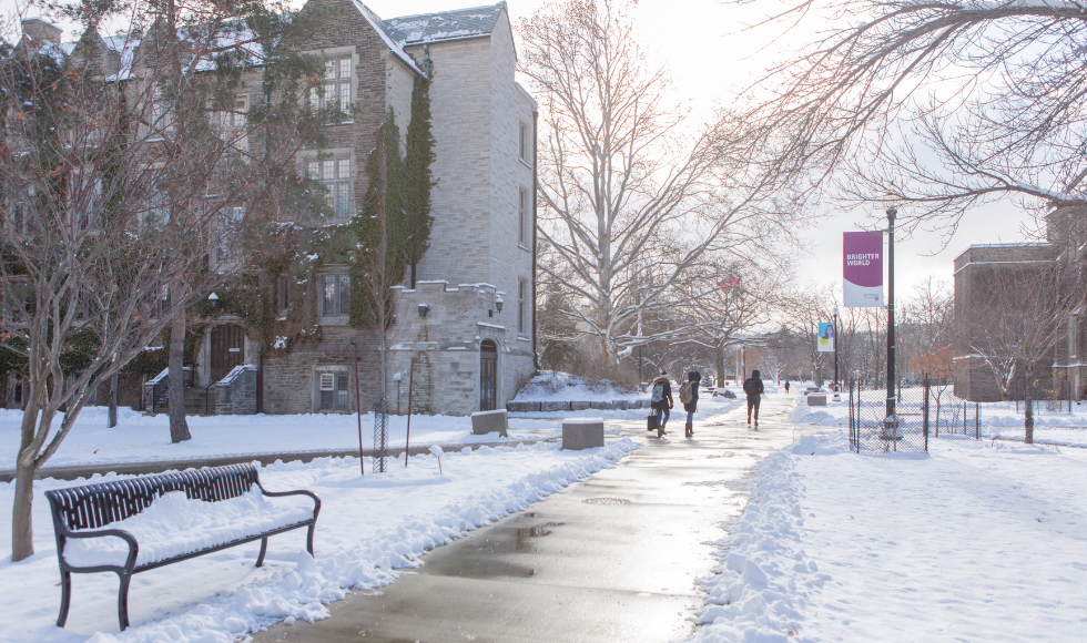 wintery campus scene