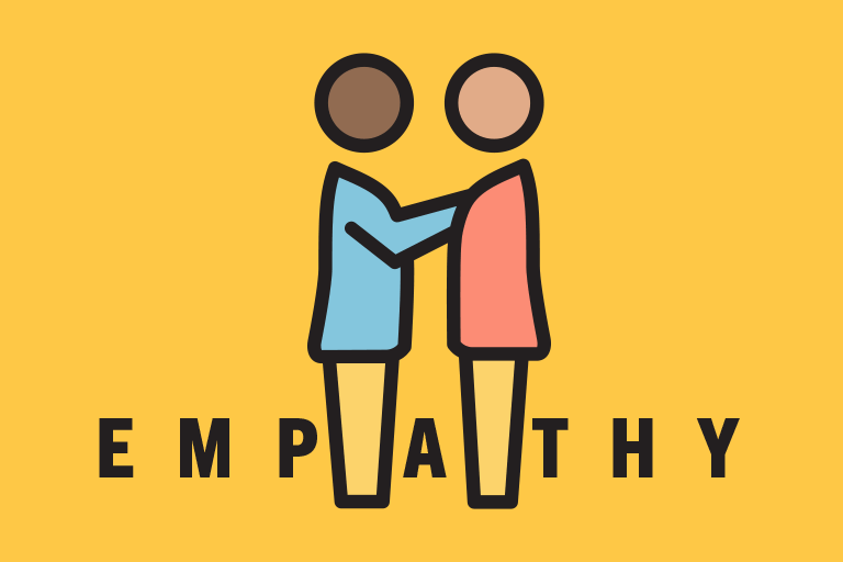 two animated people with the word empathy