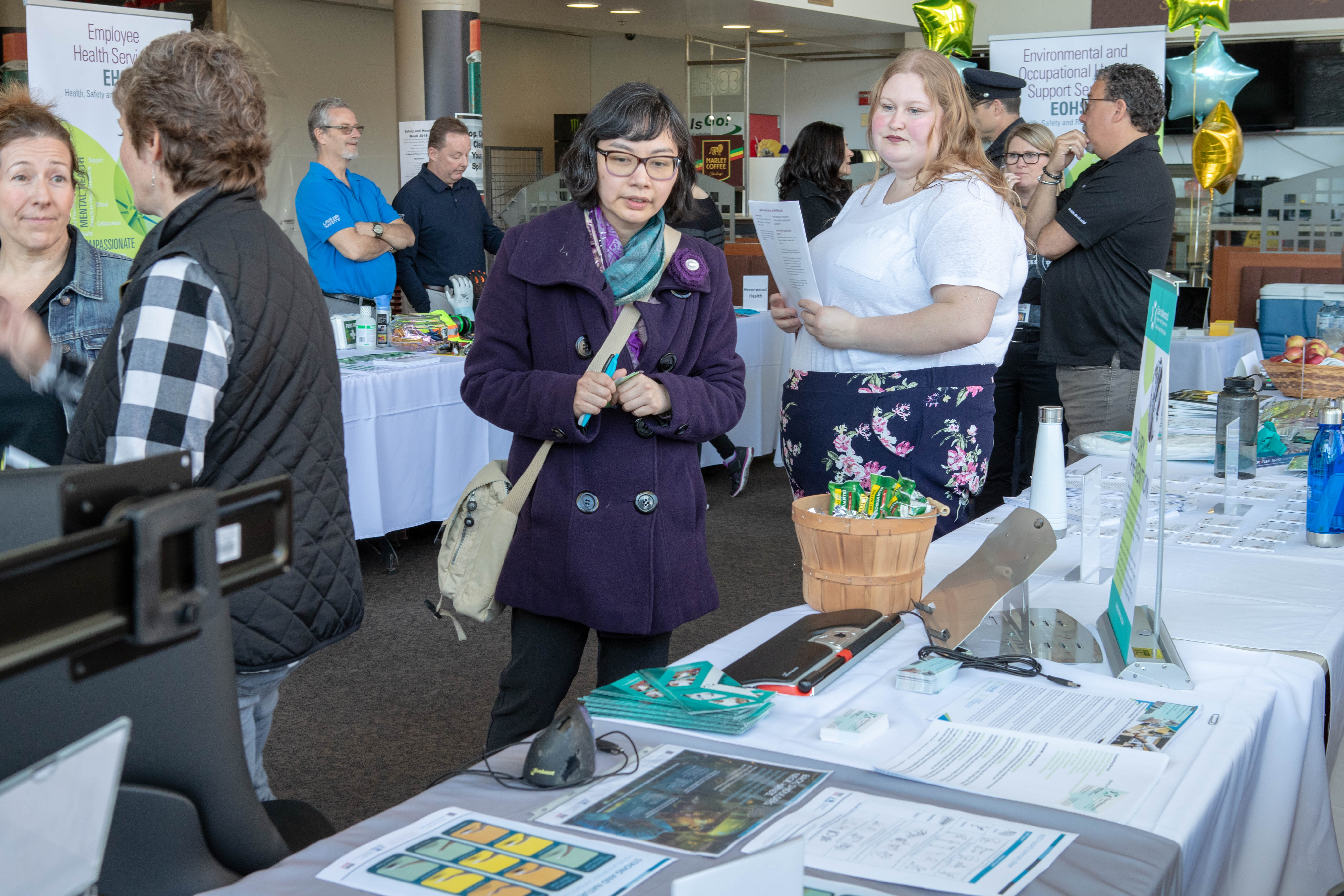 McMaster community members attend the Health and Safety Week annual vendor fair.
